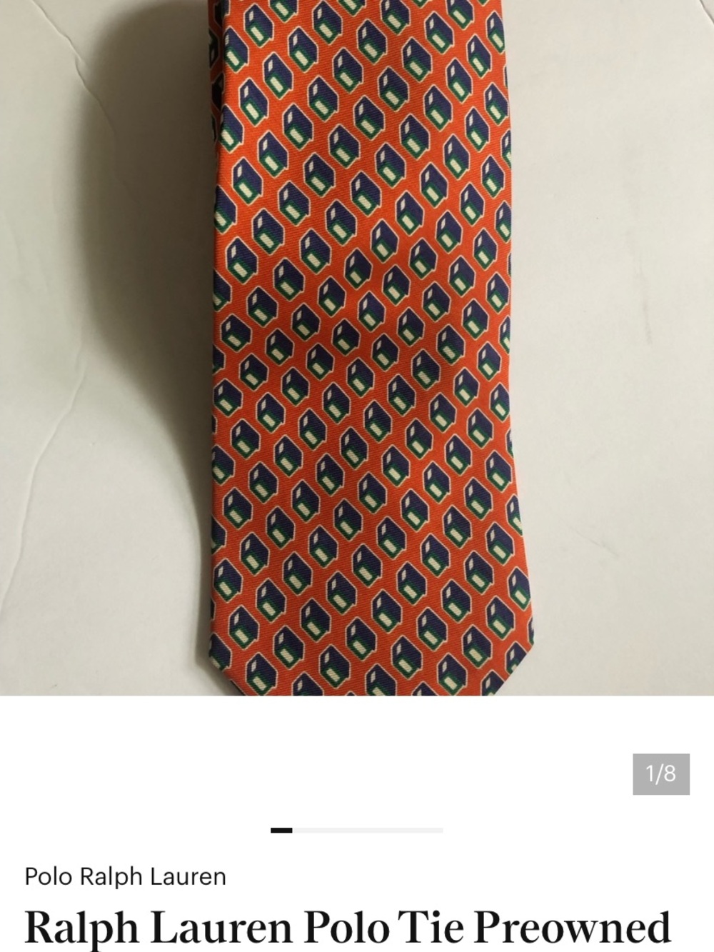 Ralph Lauren Orange Tie with Green and Purple Geometric Print